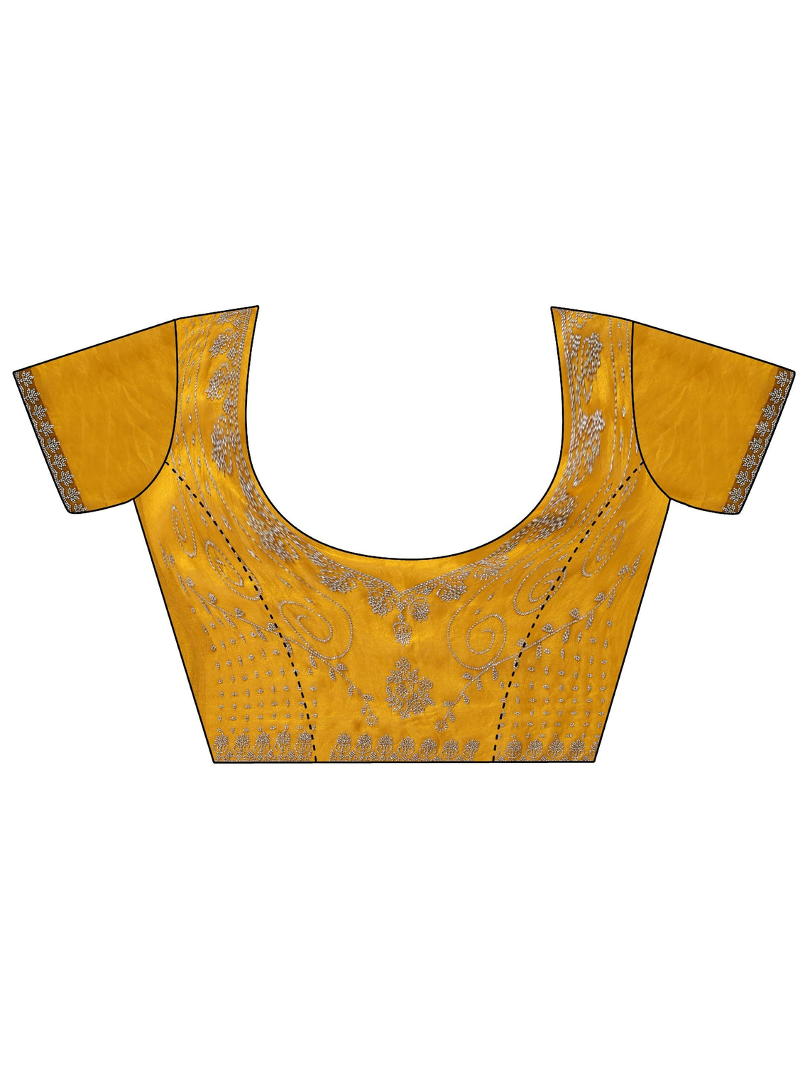 Mameraa Mustard Yellow Tissue Saree with Stone Work Border