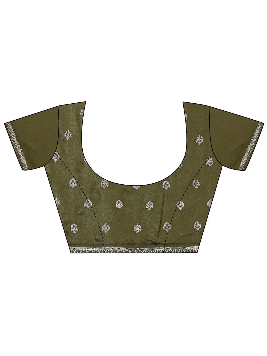 Mameraa Leaf Green Embellished Satin Saree with Ethnic Motifs