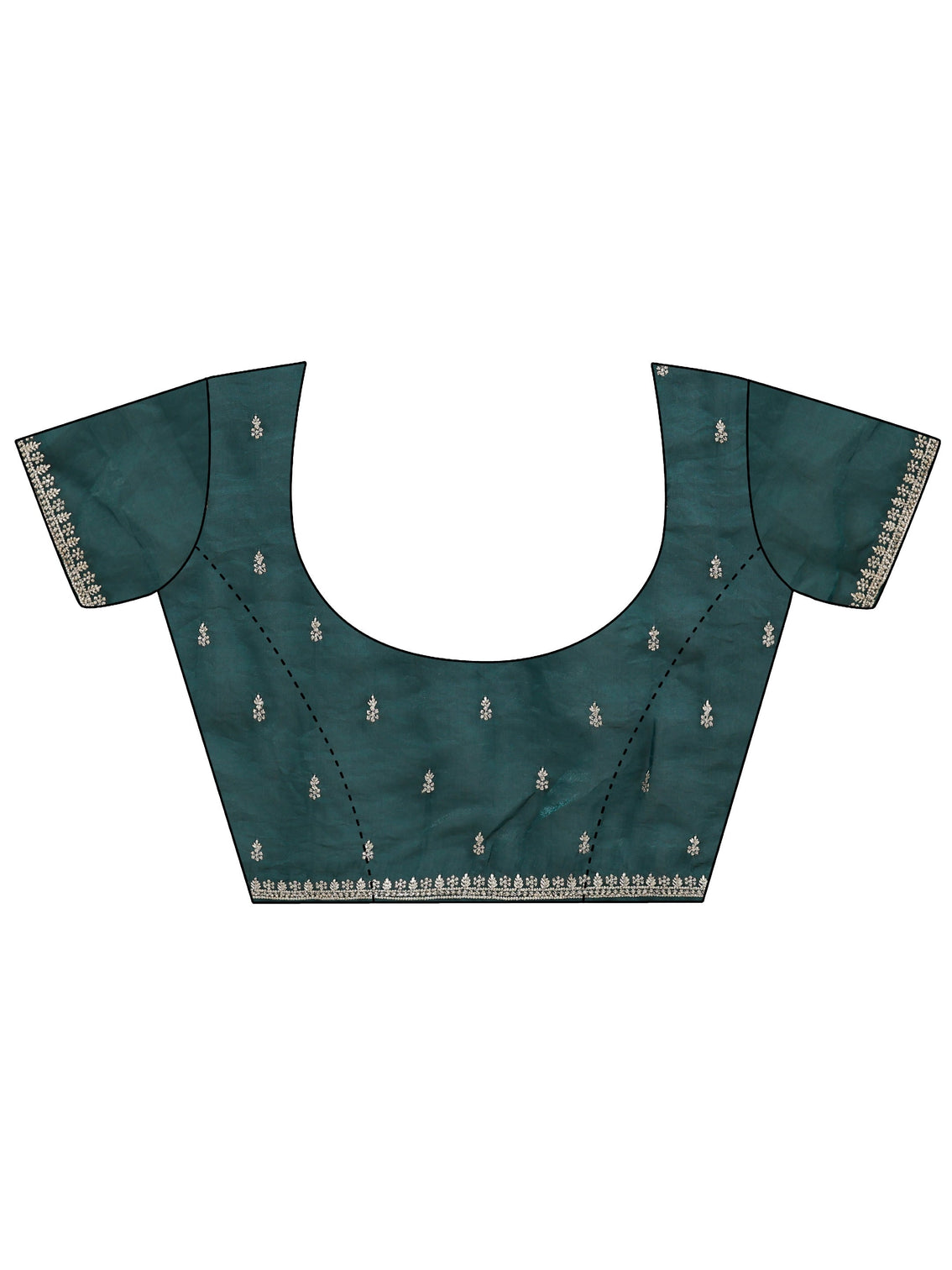 Mameraa Teal Green Embellished Tissue Saree