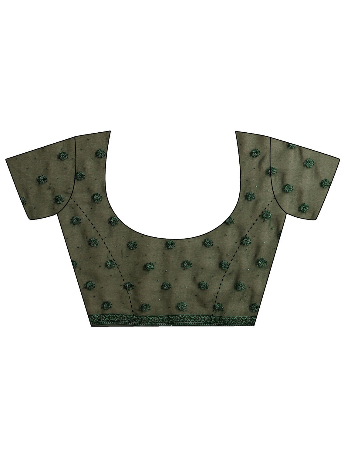 Mameraa Art Bottle Green Embroidered Georgette Saree
