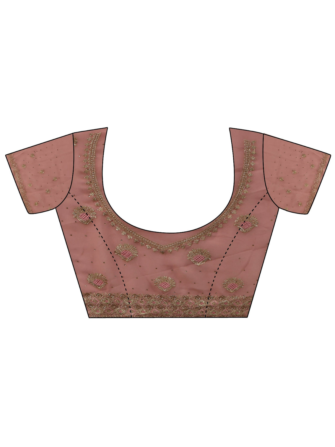 Mameraa Baby Pink Floral Embroidered Georgette Saree