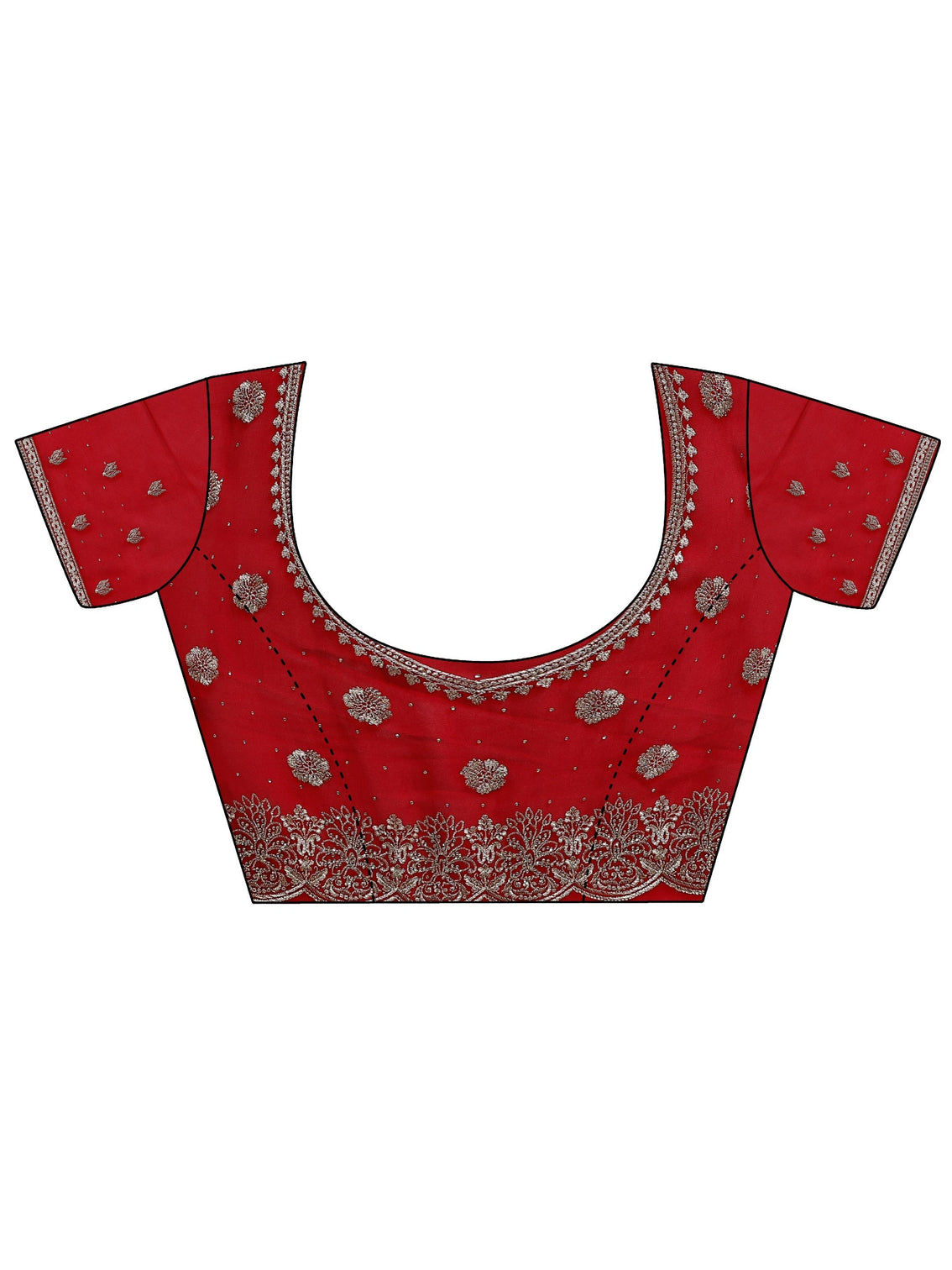 Mameraa Red Floral Embroidered Georgette Saree