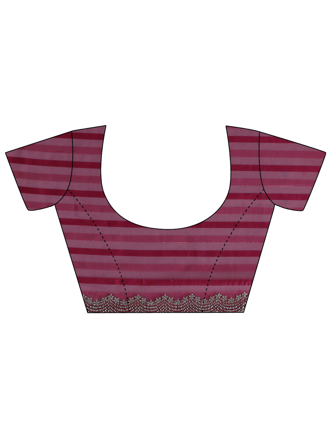 Mameraa Burgundy Striped Net Saree