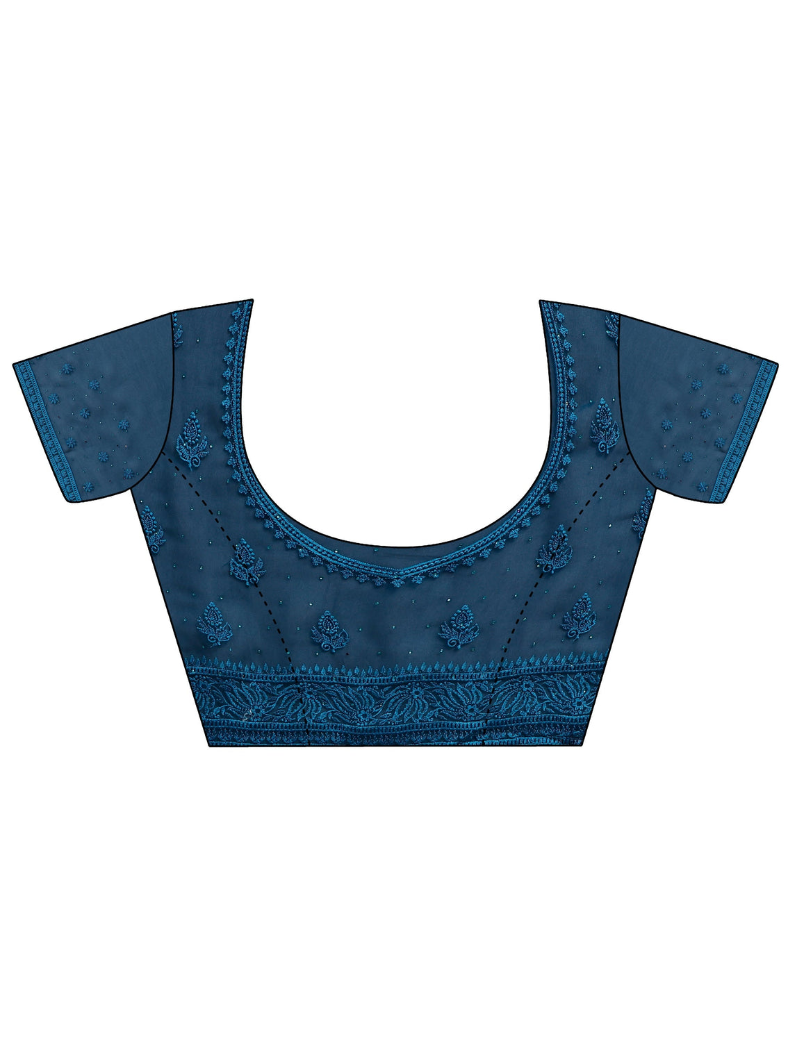Mameraa Blue Floral Embroidered Georgette Saree