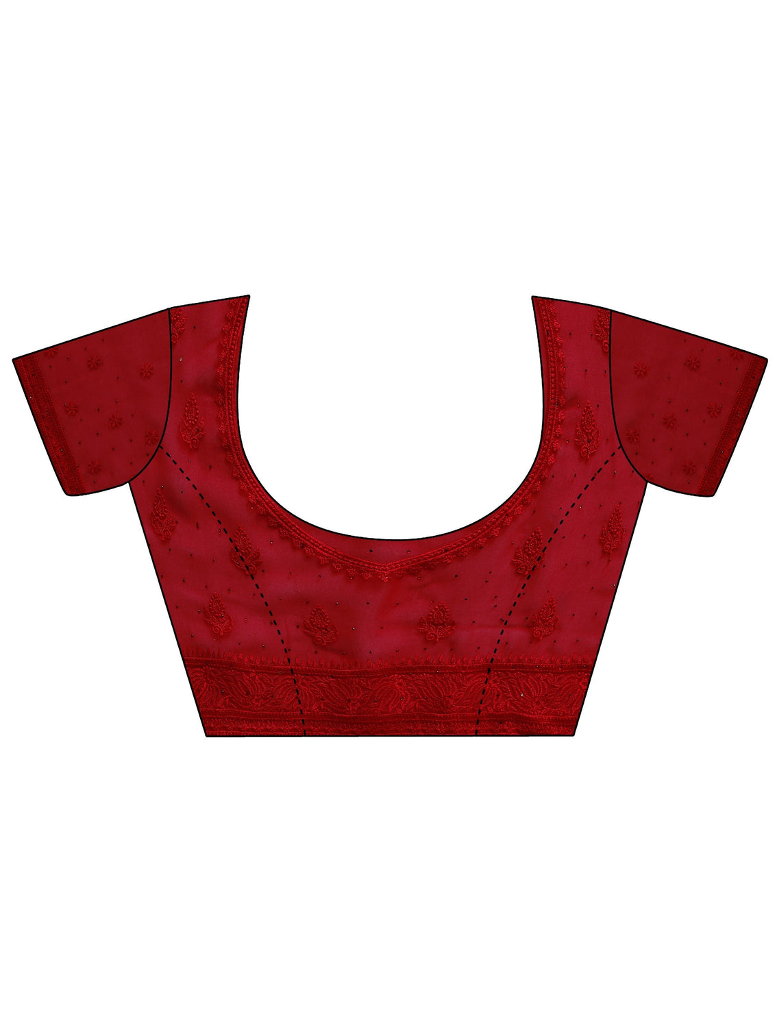 Mameraa Red Floral Embroidered Georgette Saree