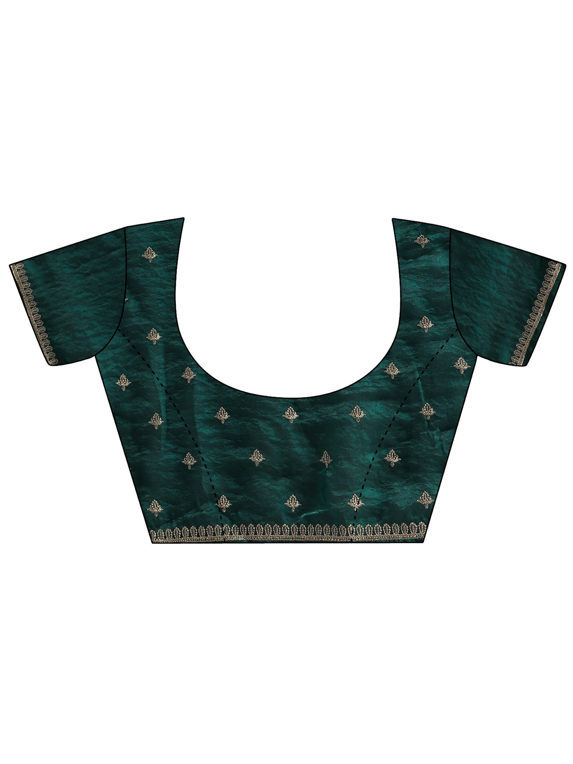 Mameraa Dark Teal Green Embroidered Tissue Saree