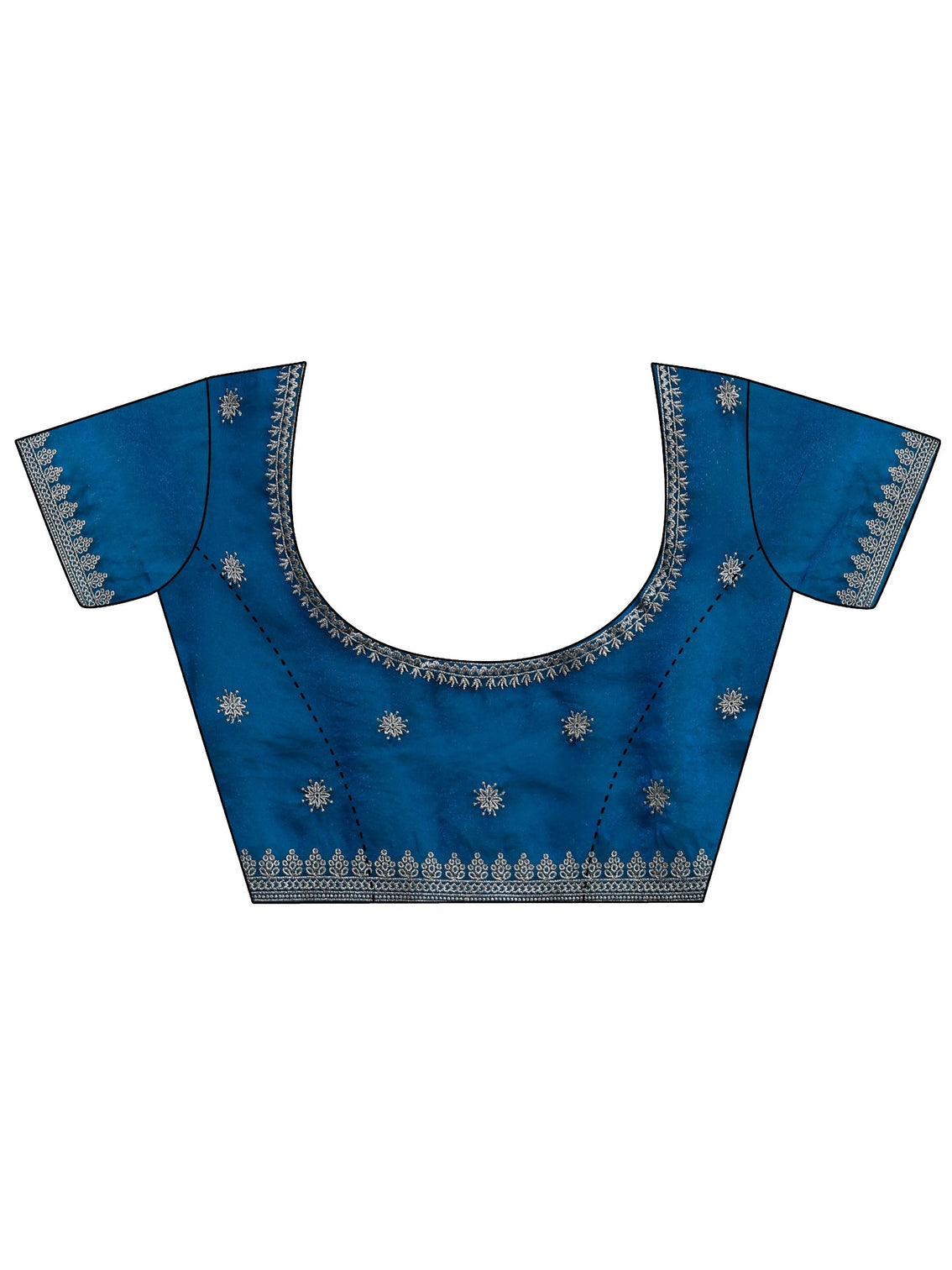 Mameraa Blue Floral Embroidered Tissue Saree