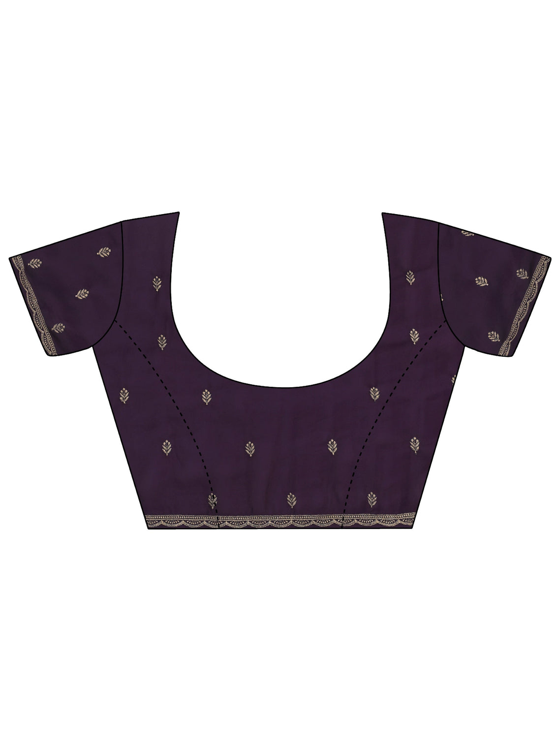 Mameraa Aubergine Purple Floral Embroidered Georgette Saree