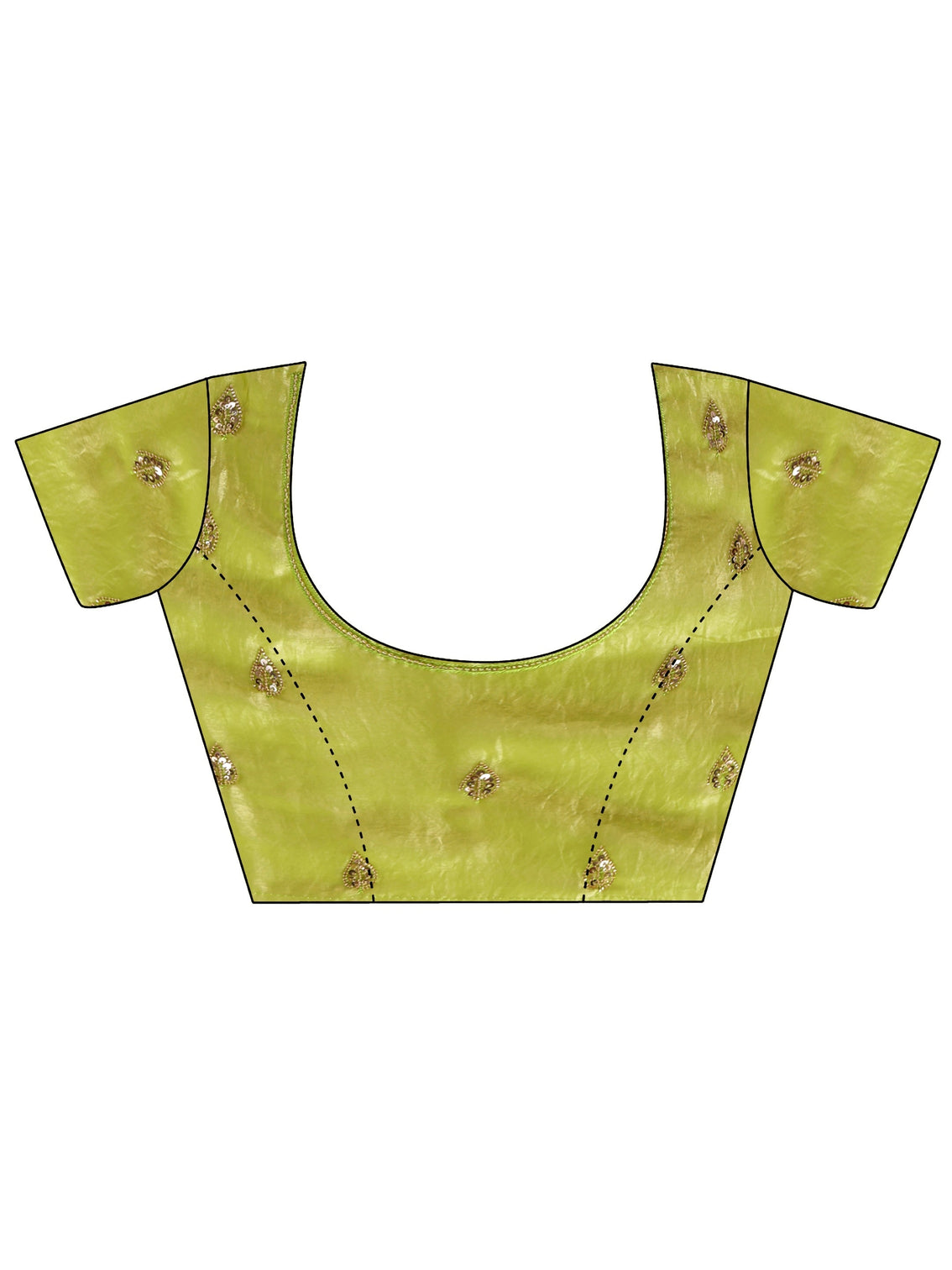 Mameraa Lime Green Embellished Tissue Saree