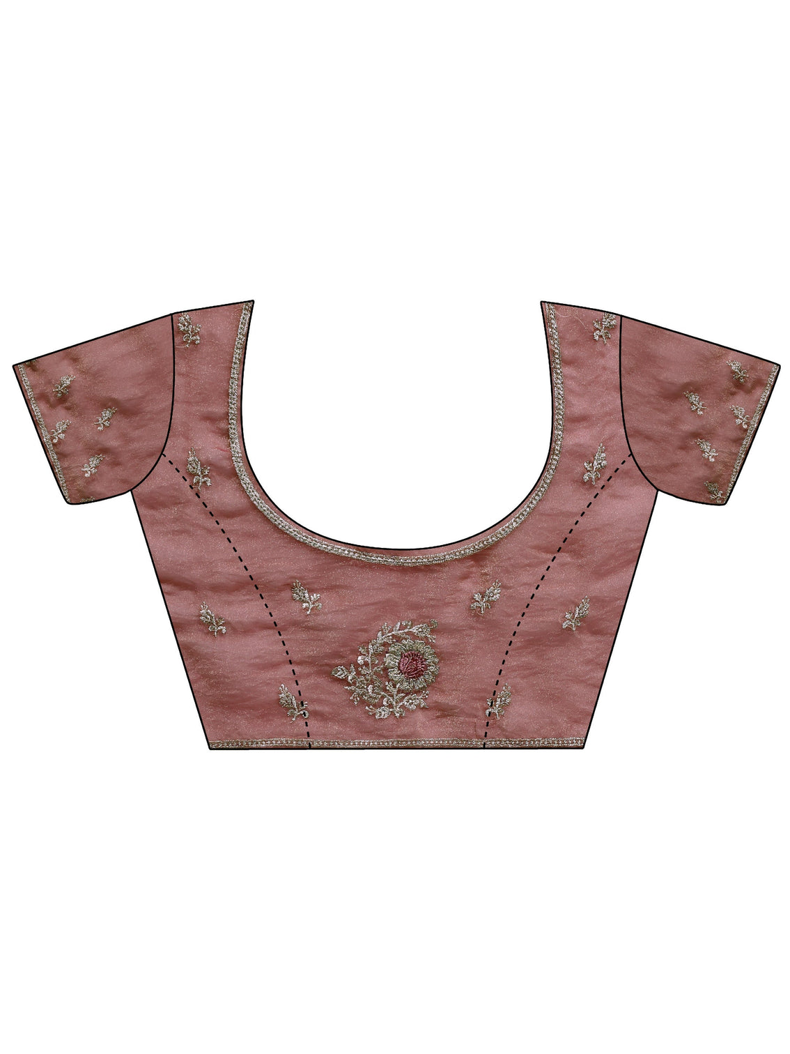 Mameraa Pink Floral Embroidered Tissue Saree