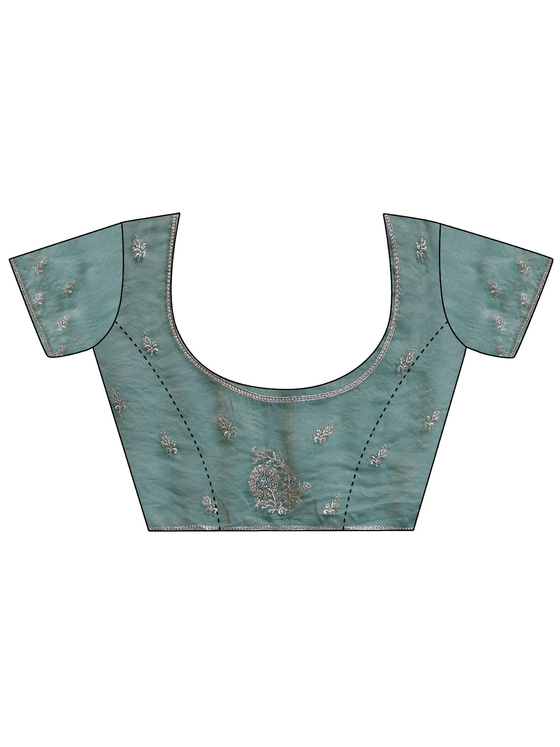 Mameraa Green Floral Embroidered Tissue Saree