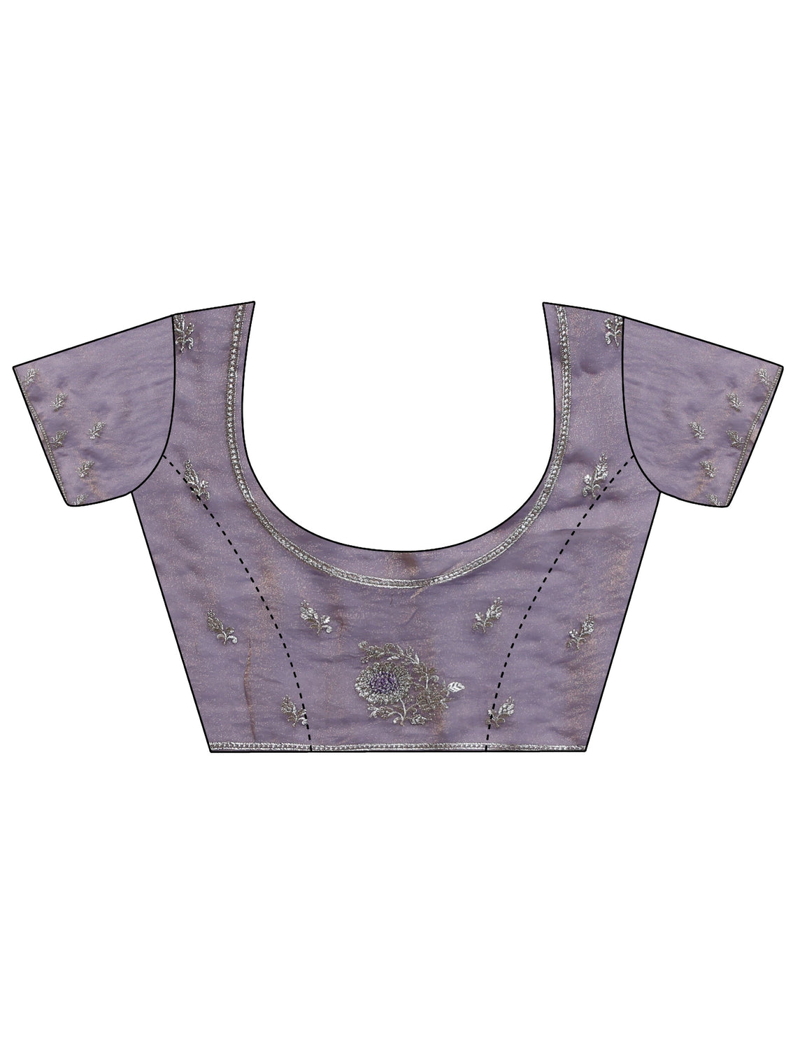 Mameraa Lavender Floral Embroidered Tissue Saree