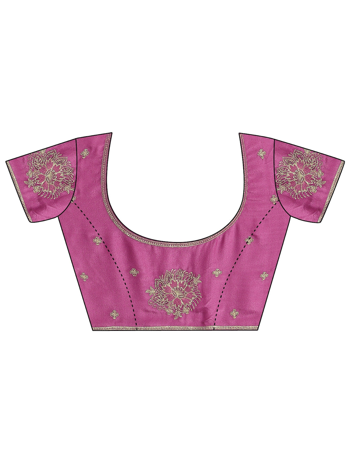 Mameraa Dusty Rose Pink Floral Embroidered Tissue Saree