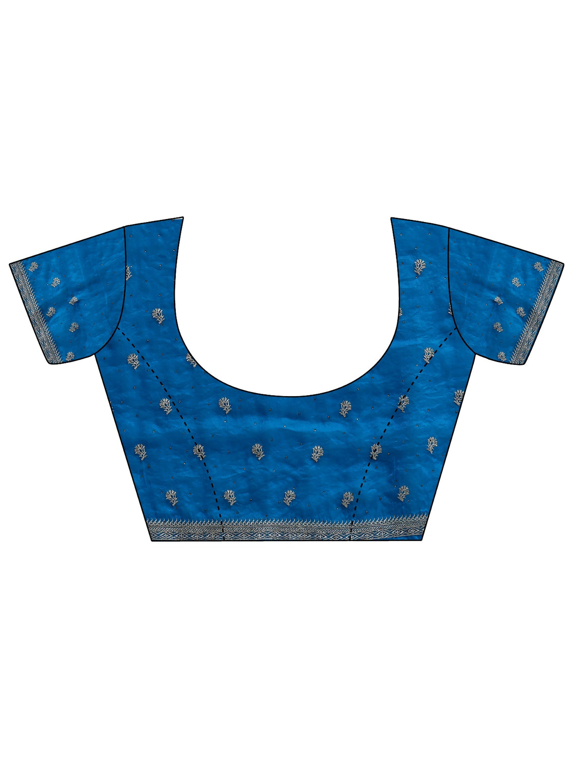 Mameraa Blue Floral Embroidered Tissue Saree