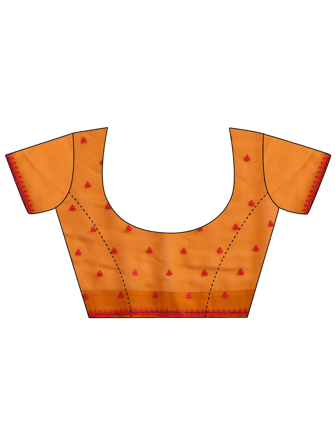 Mameraa Pulp Orange Georgette Saree with Embroidered Border