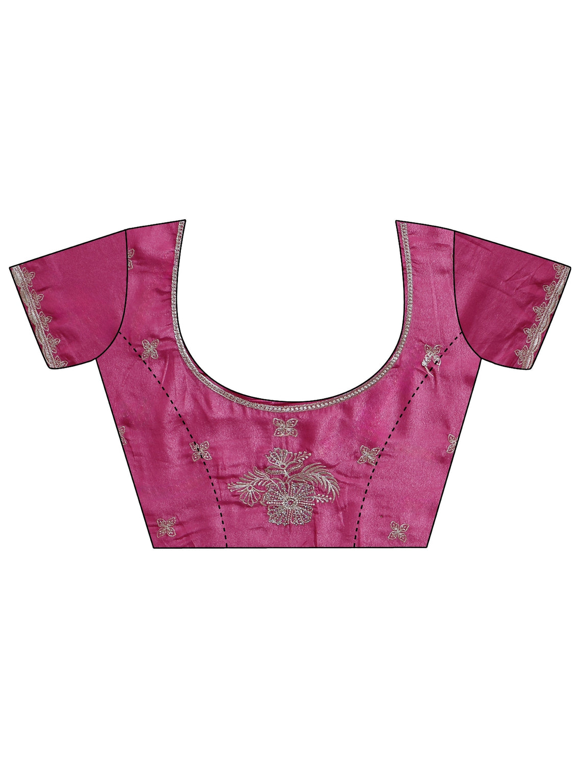 Mameraa Pink Floral Embroidered Satin Saree