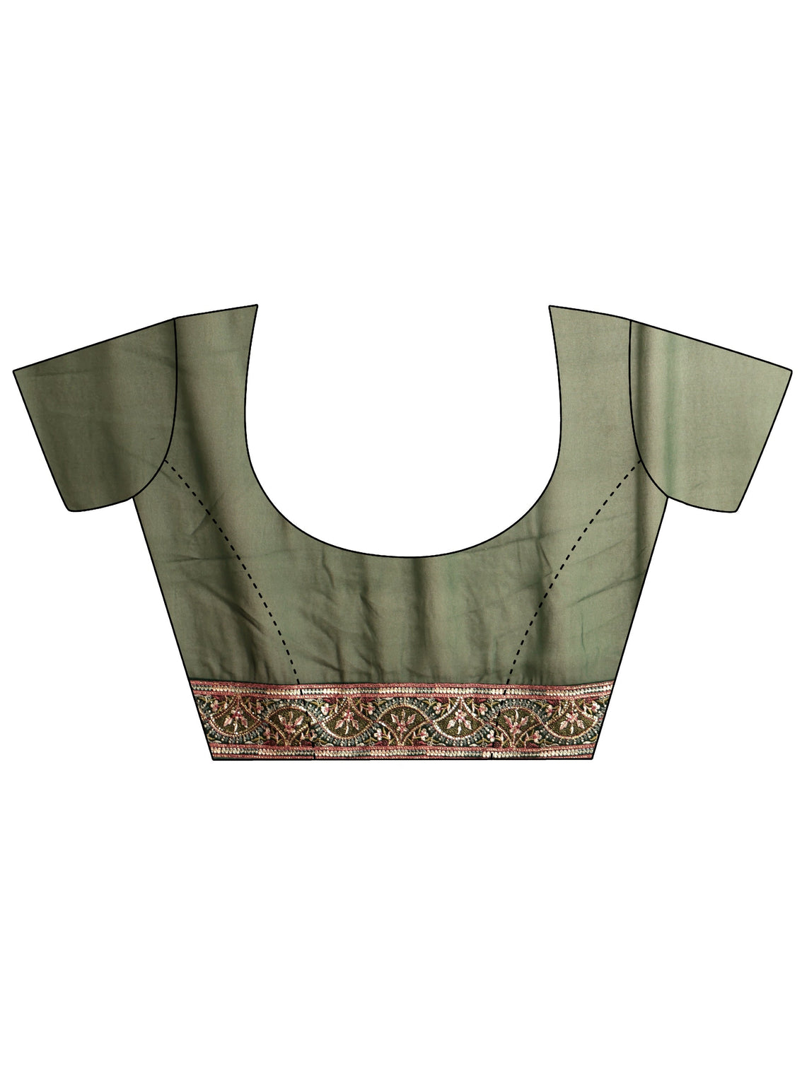 Mameraa Art Bottle Green Embroidered Georgette Saree