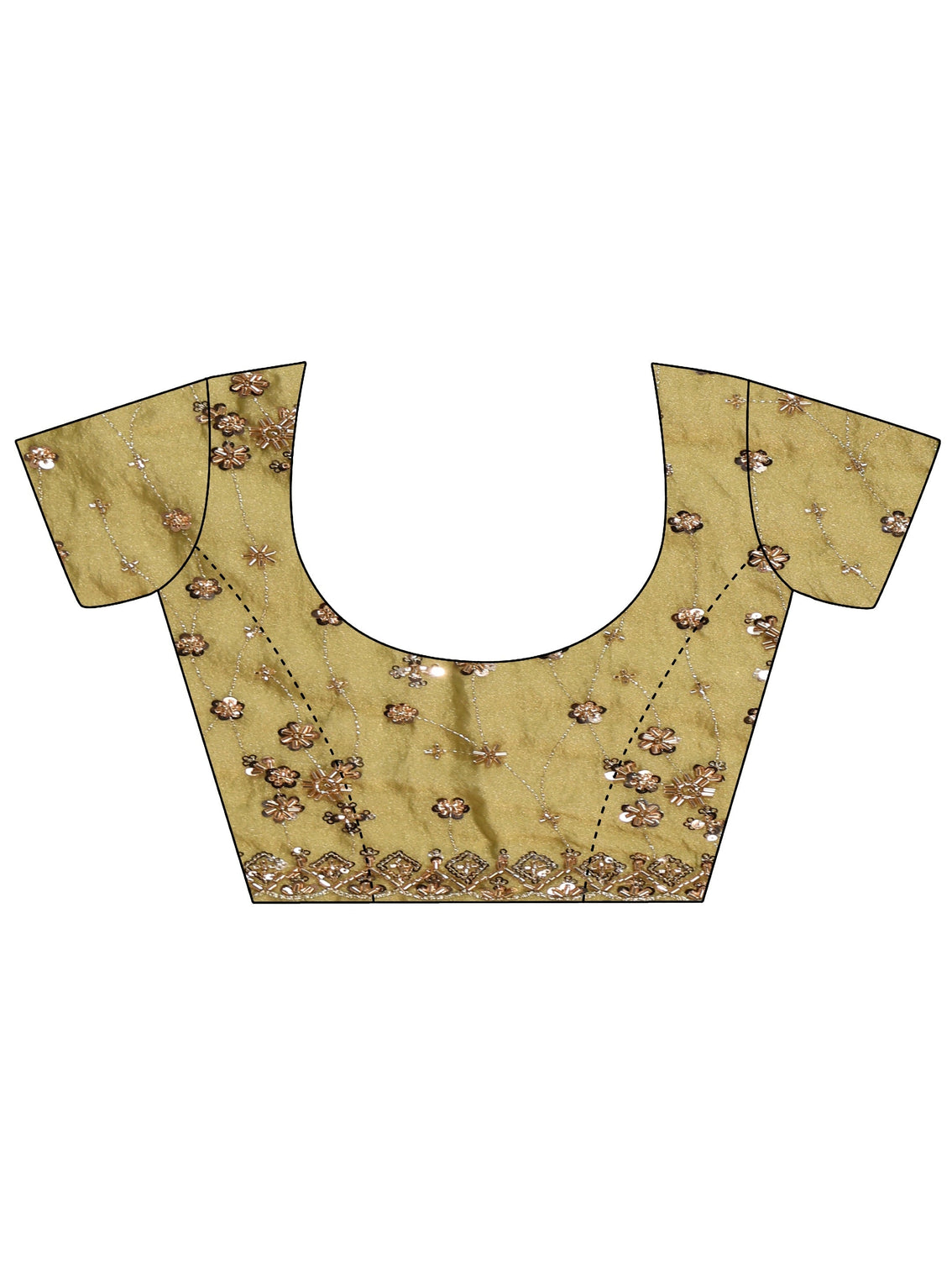 Mameraa Art Olive Green Embellished Tissue Saree