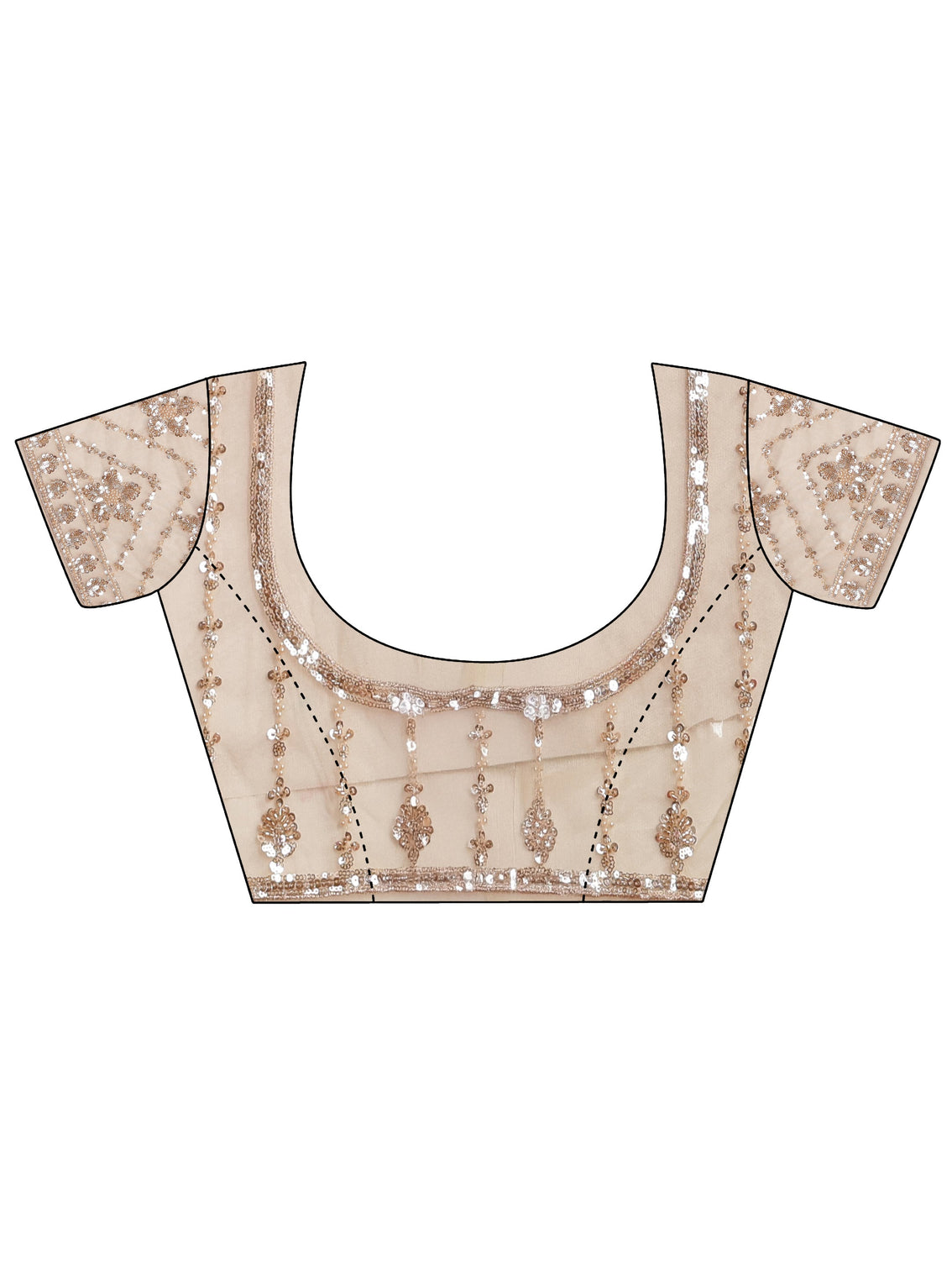 Mameraa Art Cream Embellished Net Saree