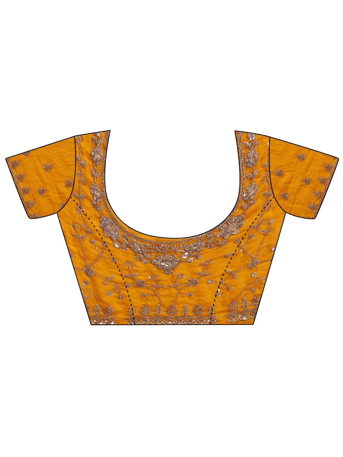 Mameraa Art Mustard Floral Embellished Tissue Saree