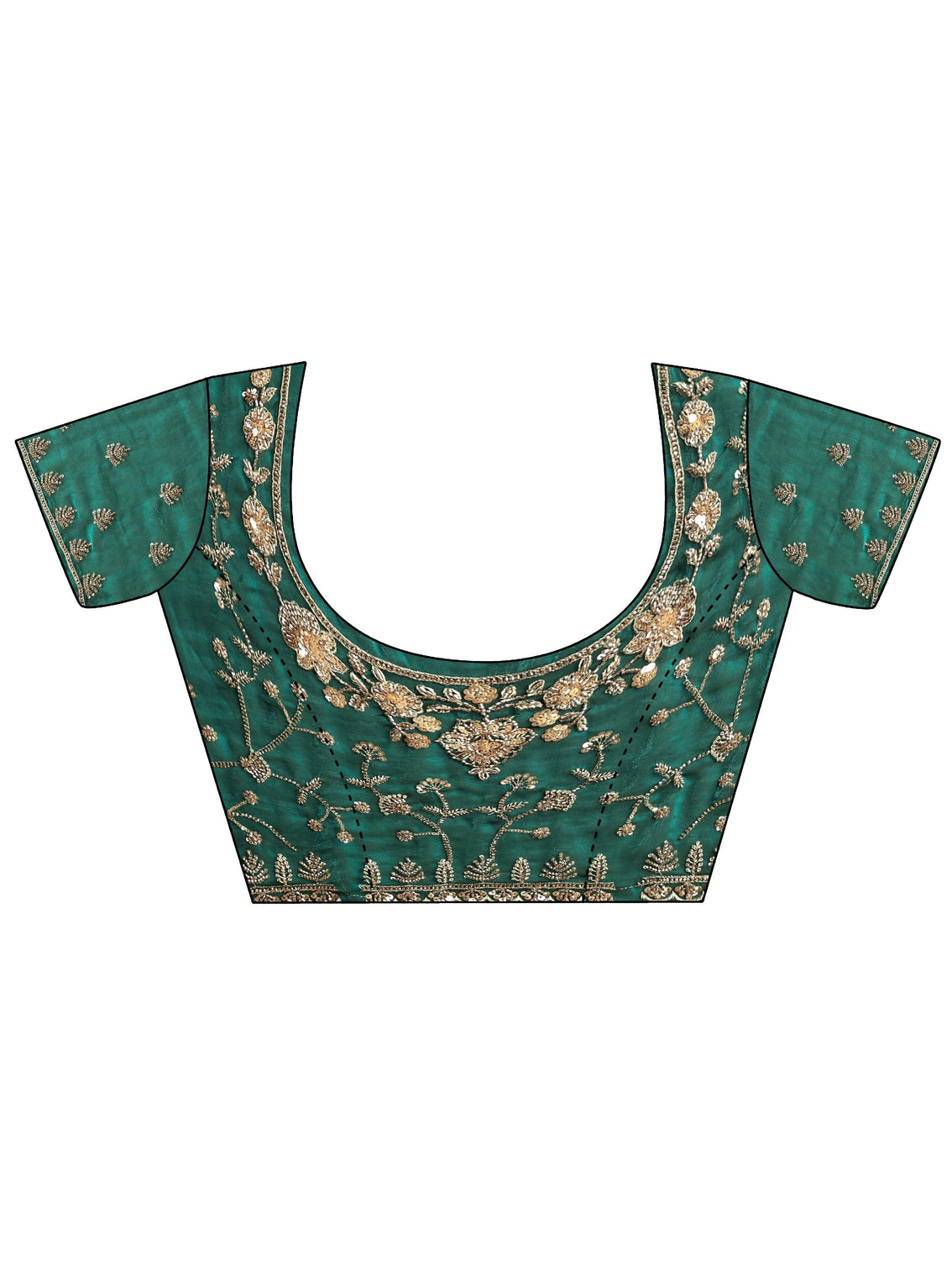 Mameraa Art Teal Green Floral Embellished Tissue Saree