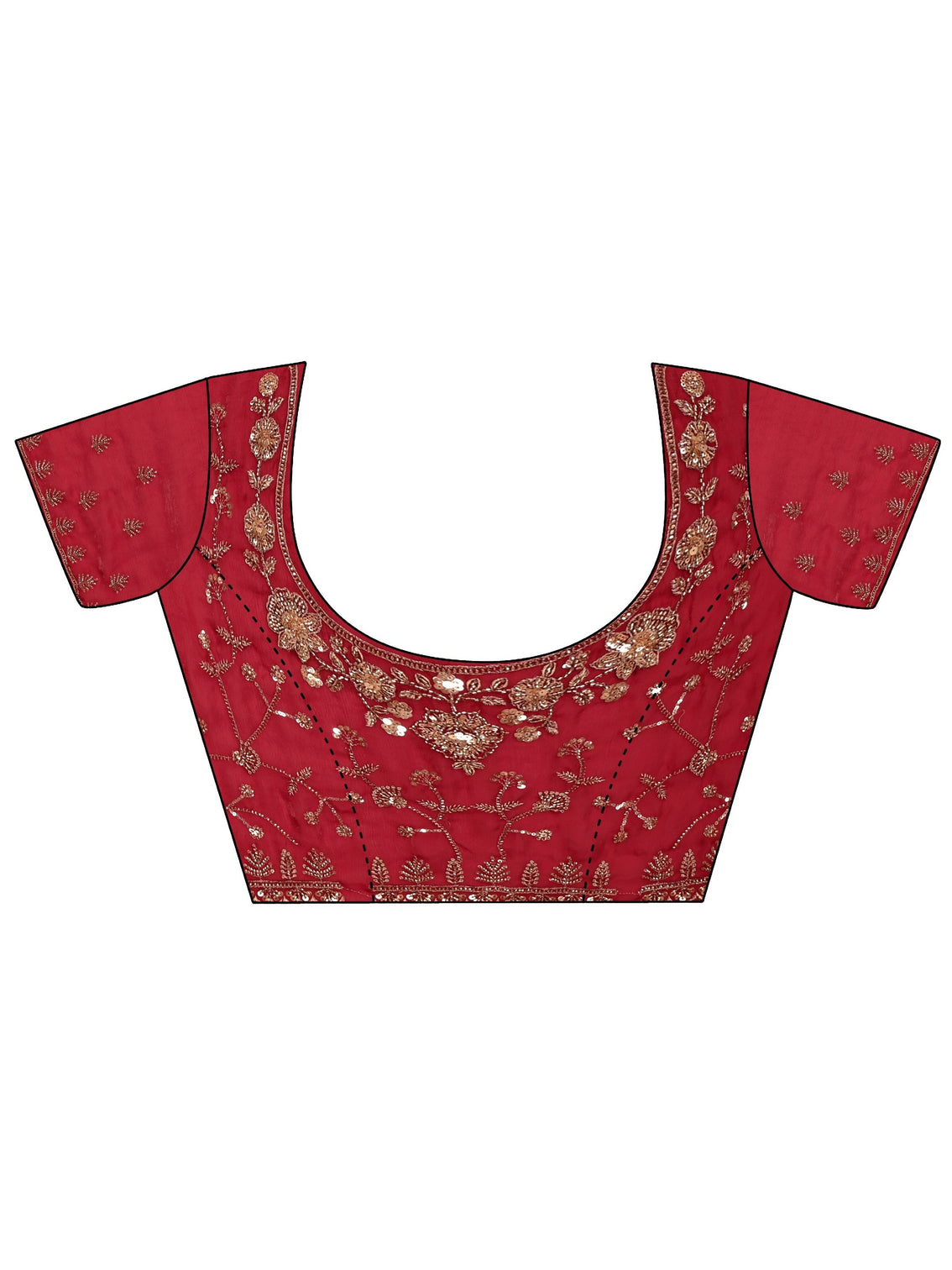 Mameraa Art Crimson Red Floral Embellished Tissue Saree