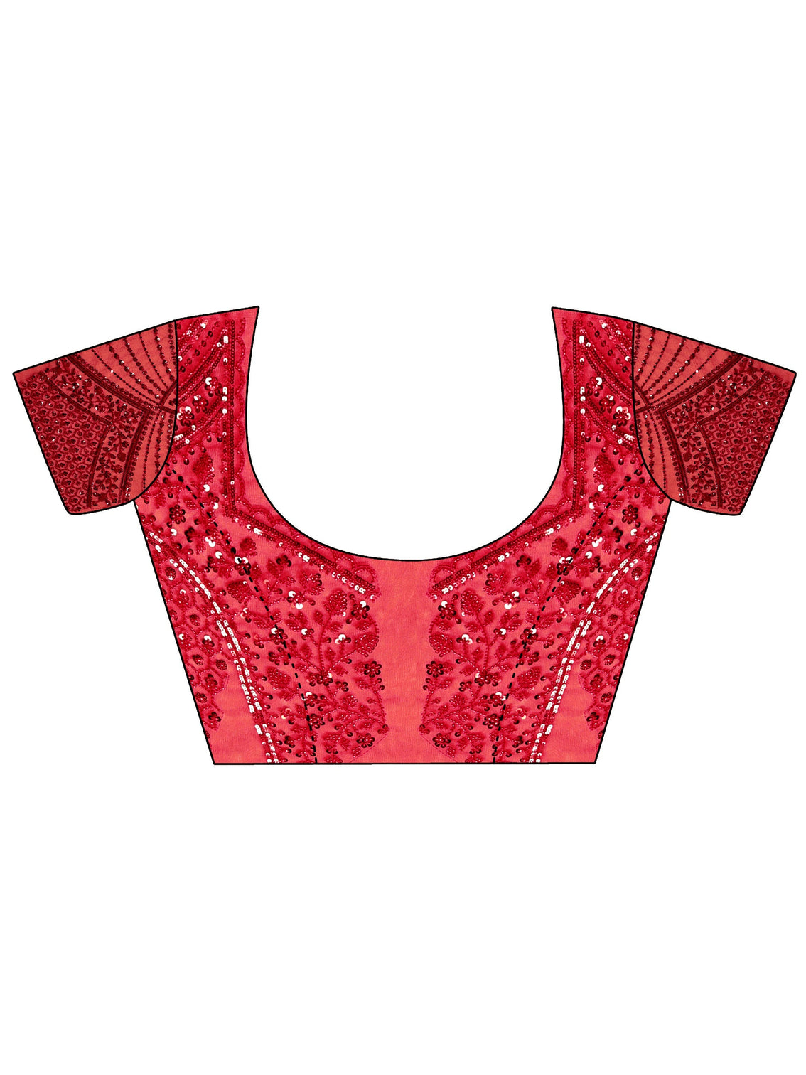 Mameraa Art Ruby Red Floral Embellished Net Saree