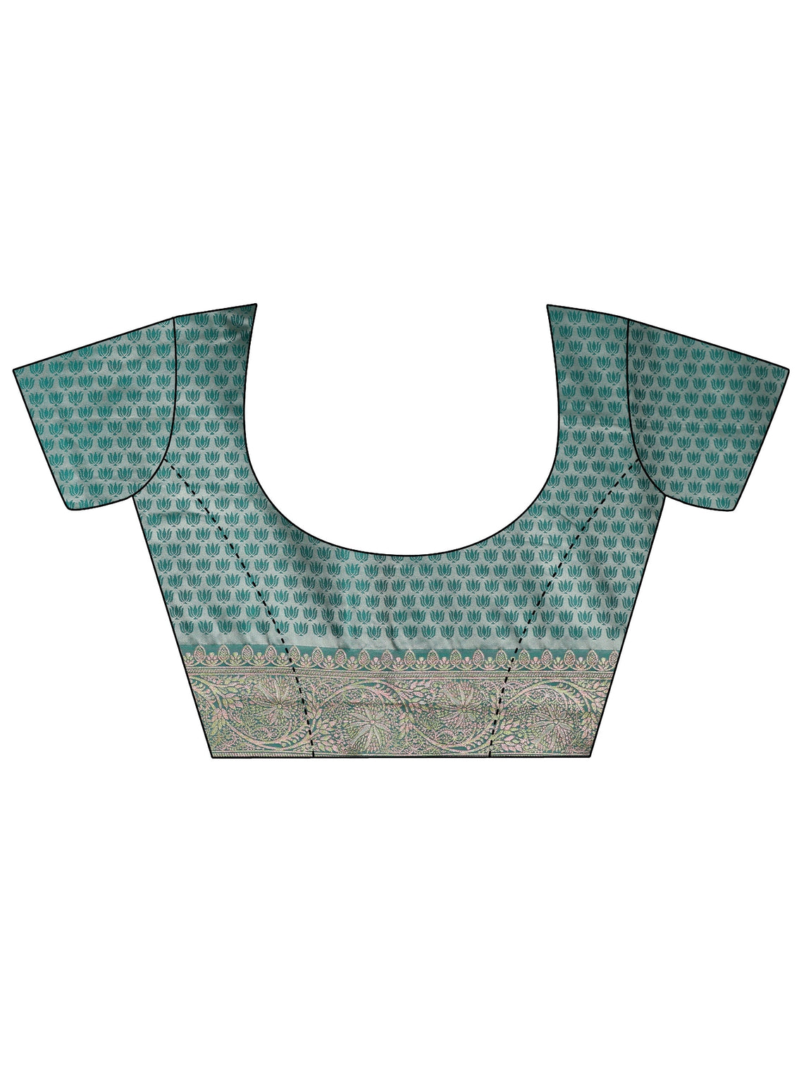 Mameraa Sea Green Banarasi Satin Saree