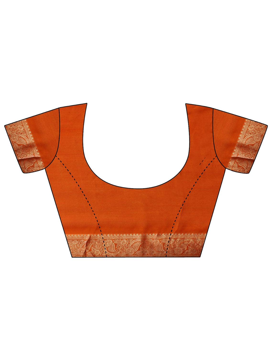Mameraa Orange Striped Chiffon Saree with Paisley Border
