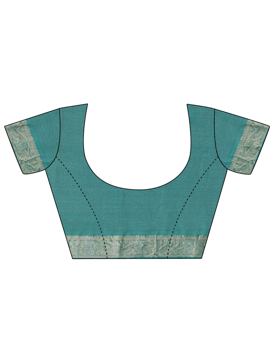 Mameraa Cyan Blue Striped Chiffon Saree with Paisley Border