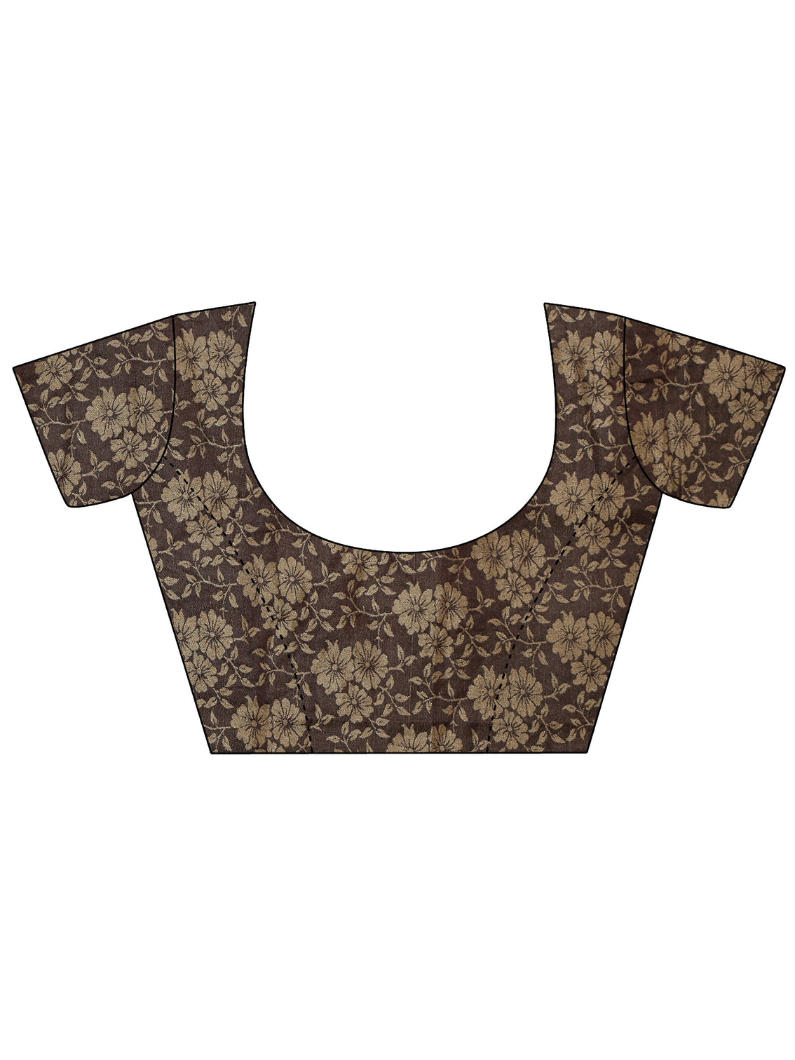 Mameraa Chocolate Brown Floral Printed Chiffon Saree
