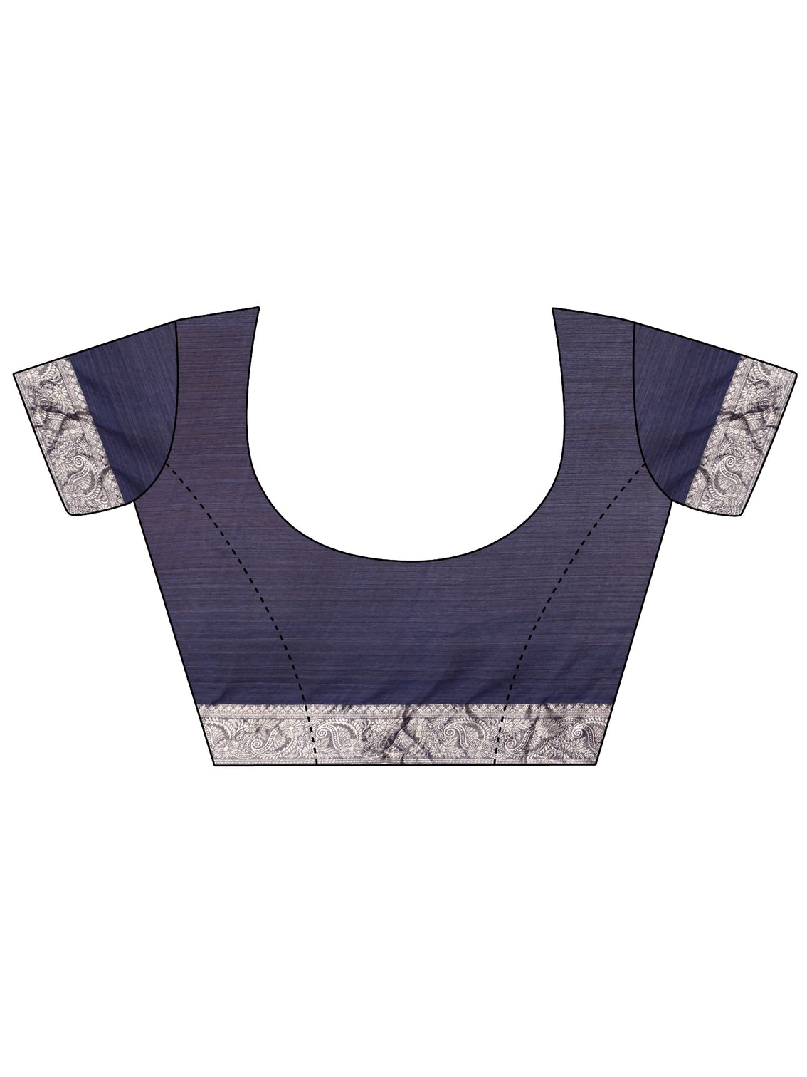 Mameraa Navy Blue Striped Chiffon Saree with Paisley Border