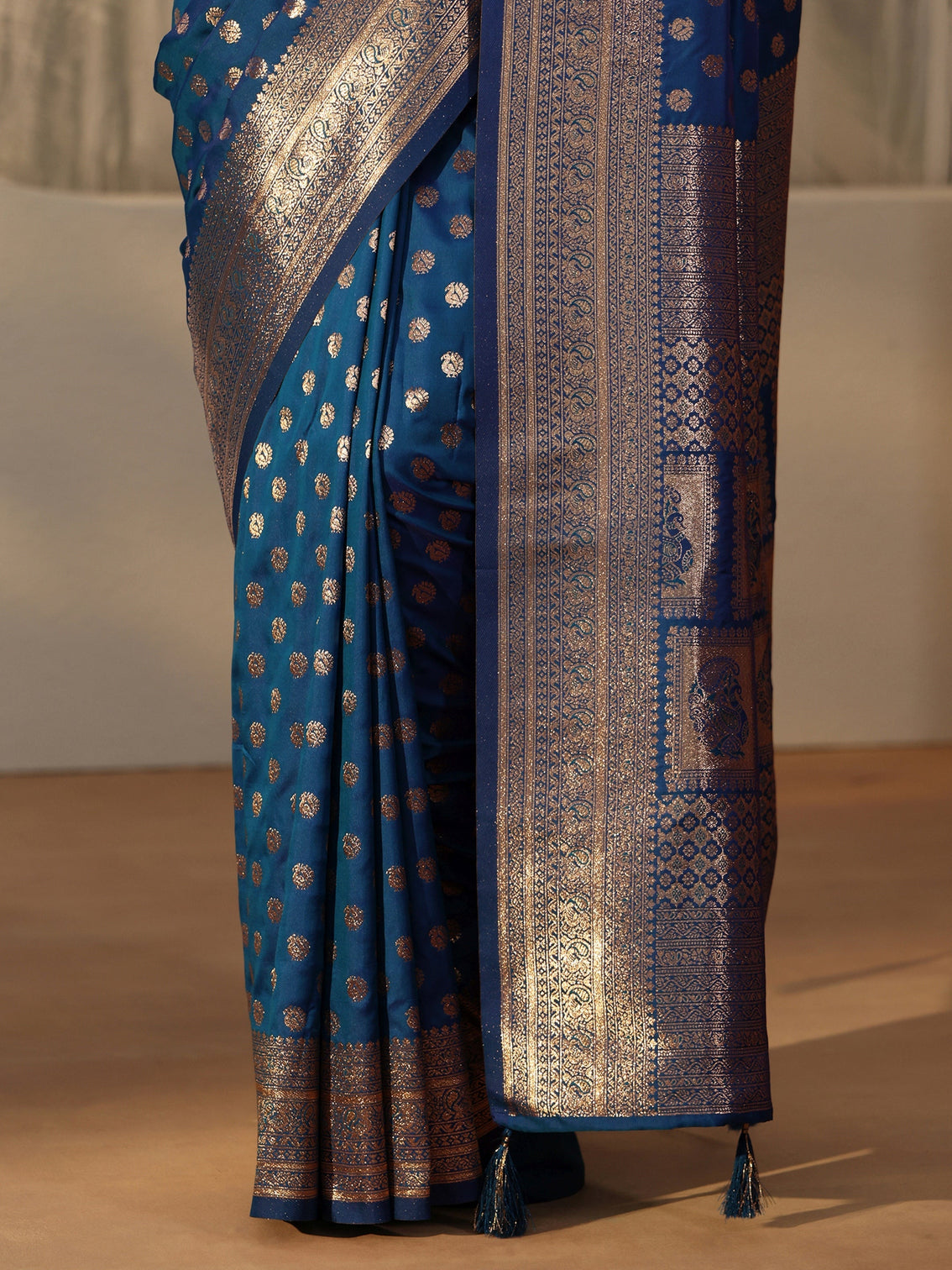 Mameraa Sapphire Blue Banarasi Silk Blend Saree