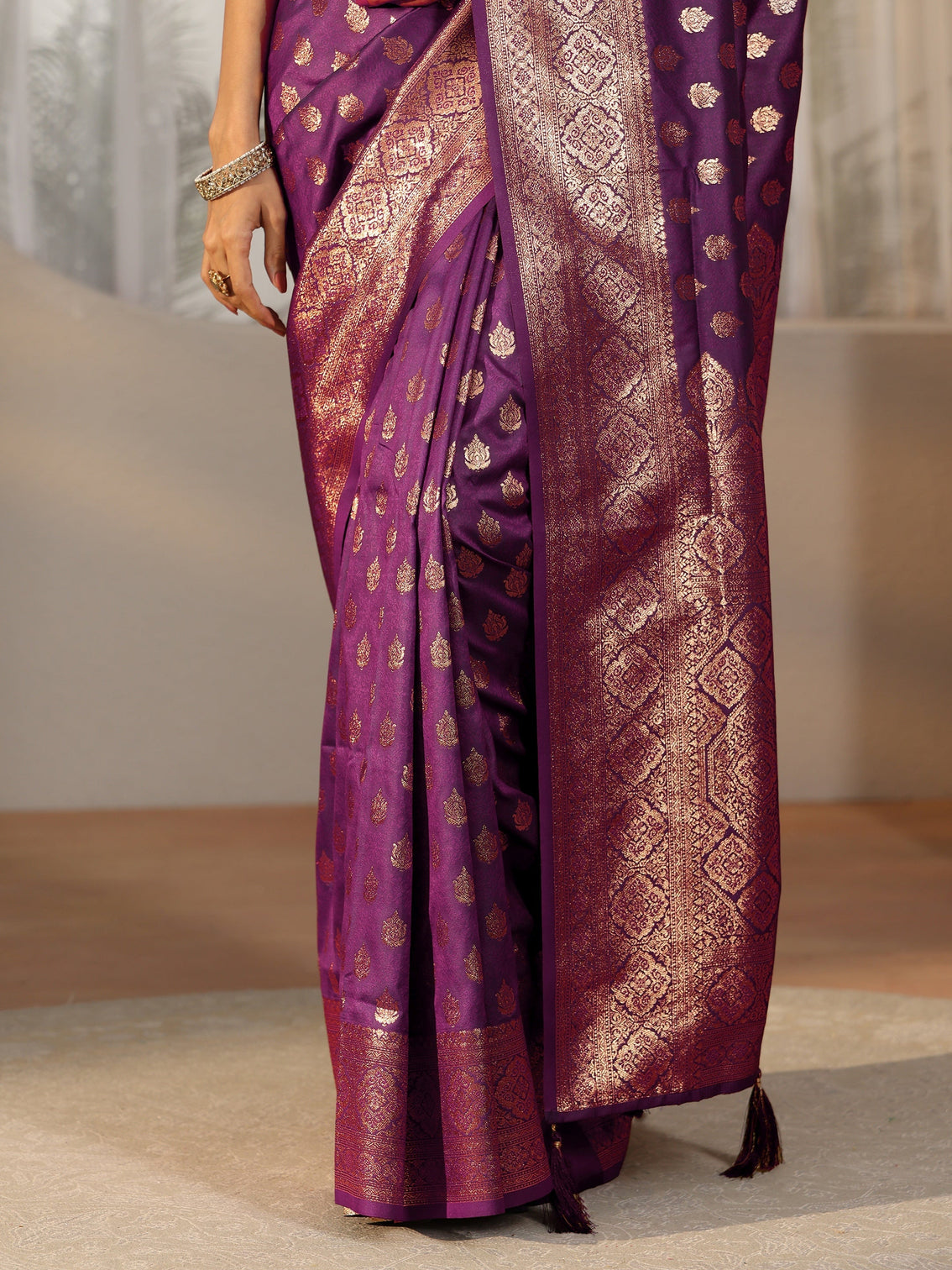 Mameraa Imperial Purple Banarasi Silk Blend Saree
