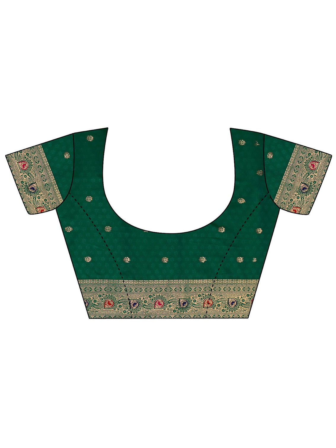 Mameraa Emerald Green Banarasi Silk Blend Saree