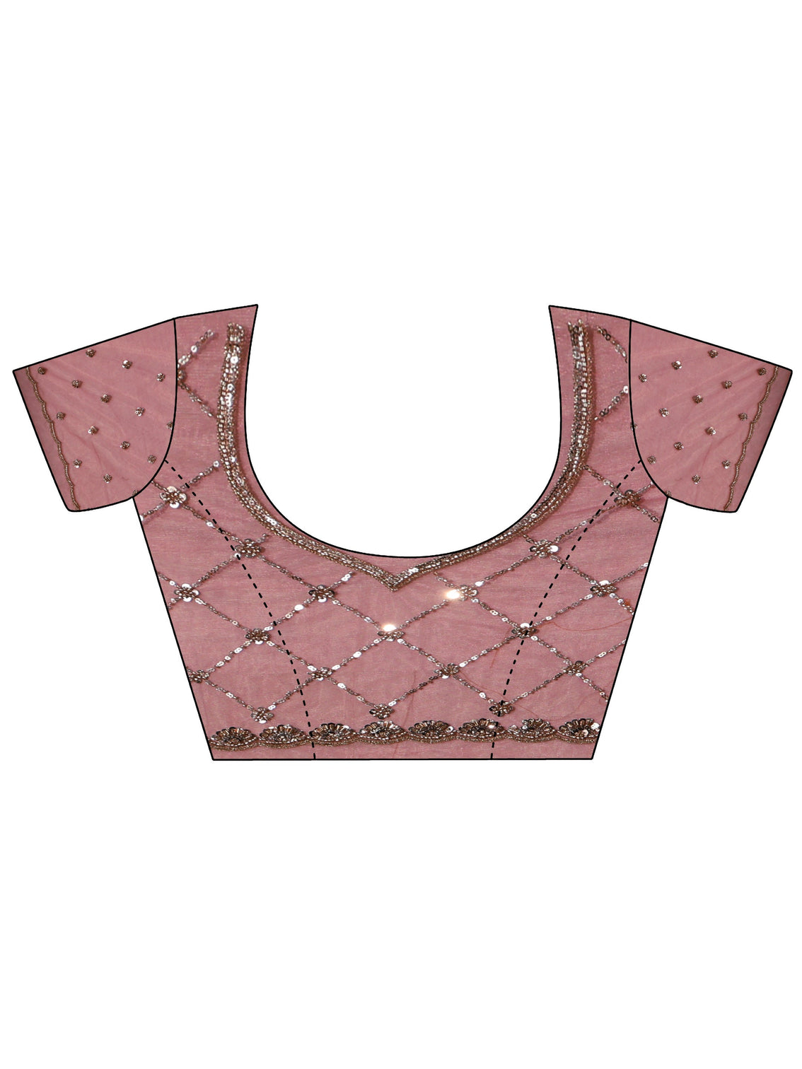 Mameraa Mauve Embellished Jaal Work Net Saree
