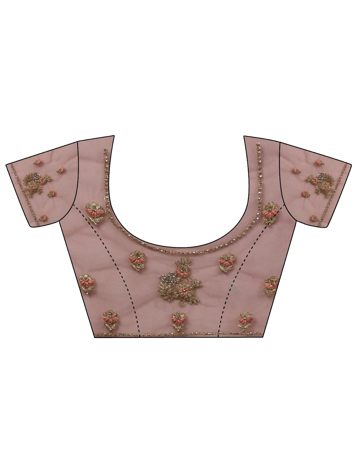 Mameraa Baby Pink Floral Embroidered Net Saree