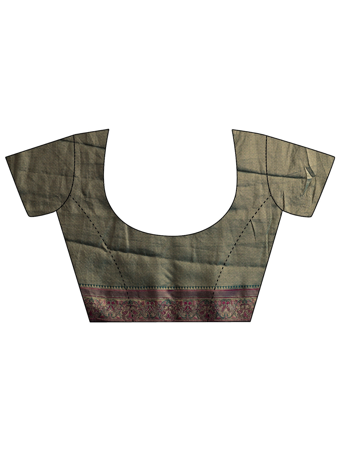 Mameraa Art Deep Sage Green Floral Woven Design Silk Blend Saree