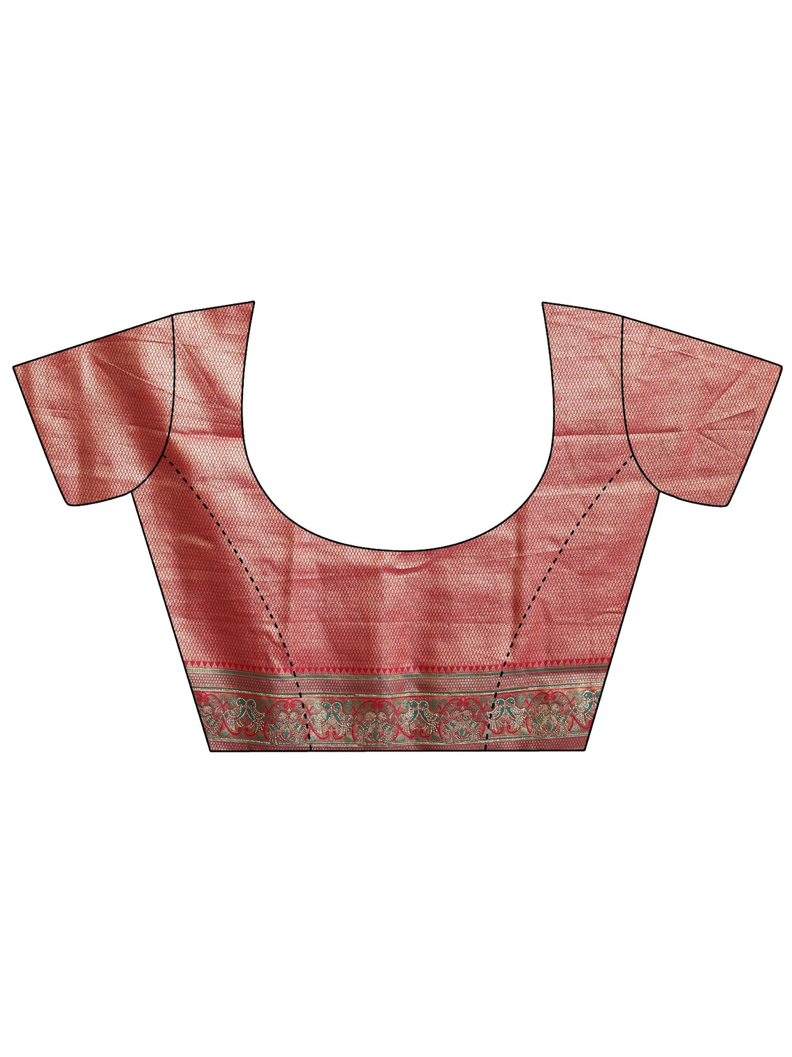 Mameraa Art Peach Pink Floral Woven Design Silk Blend Saree
