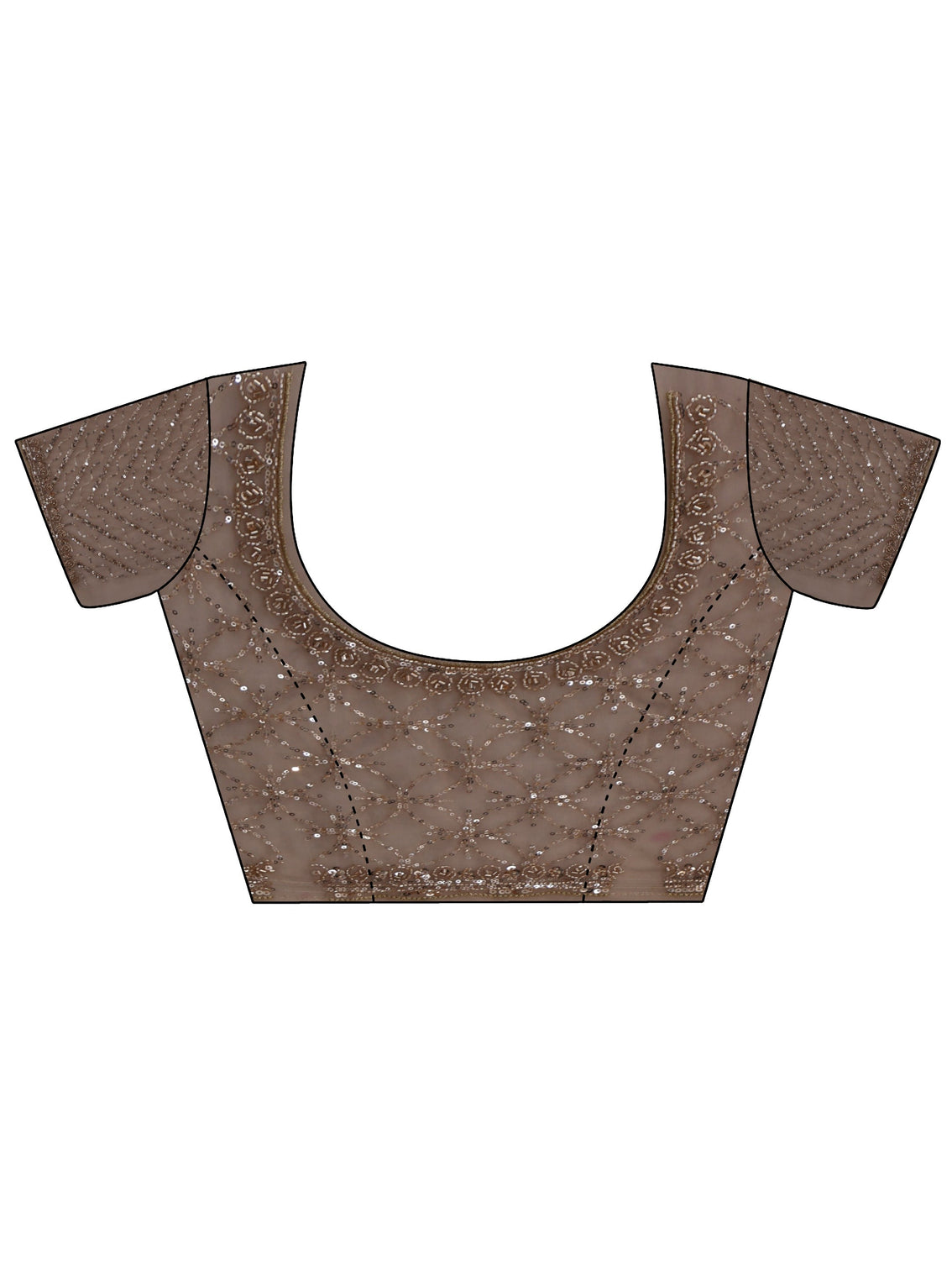 Mameraa Art Taupe Grey Sequinned Rosette Design Net Saree