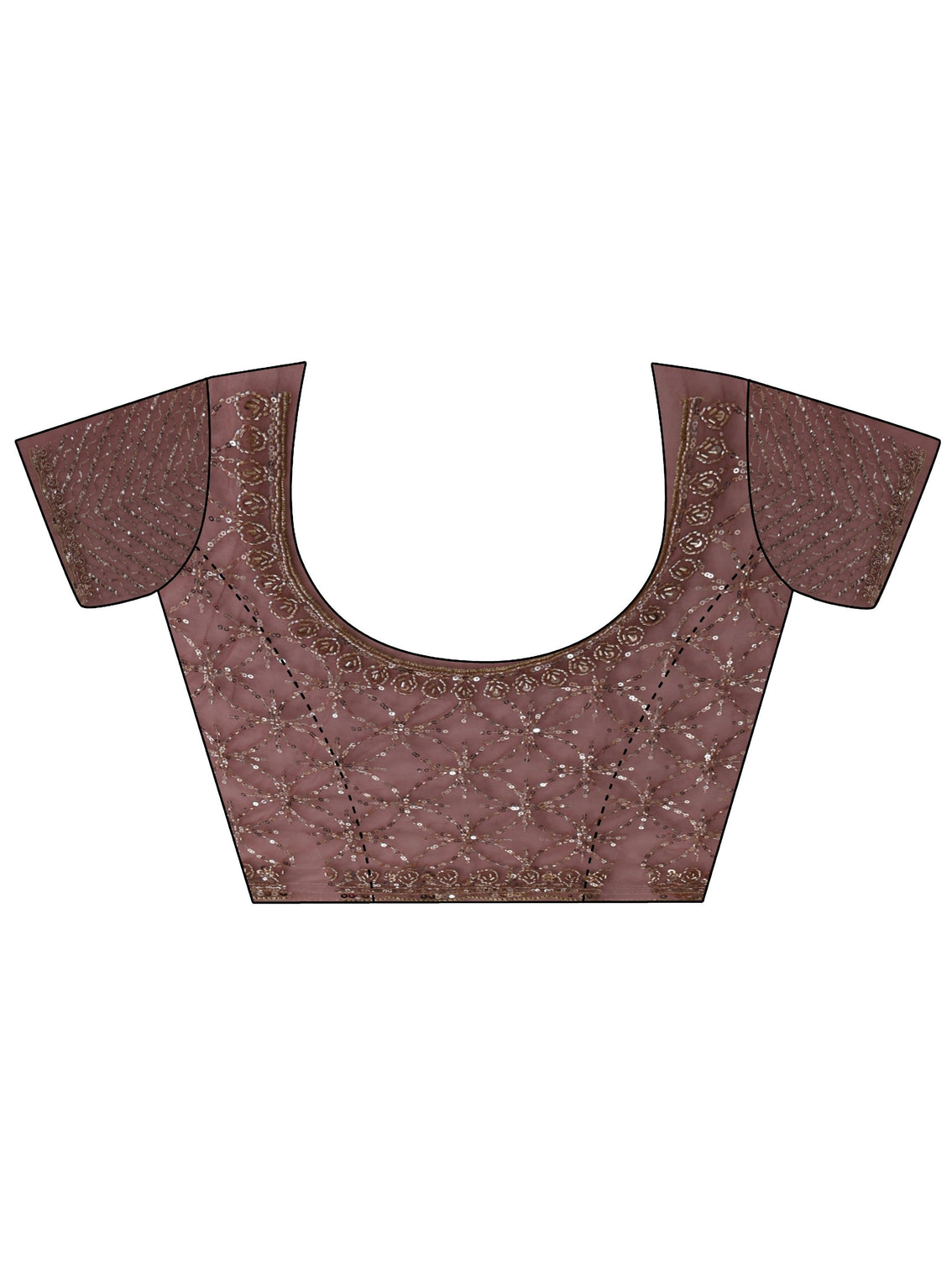 Mameraa Art Mauve Sequinned Rosette Design Net Saree