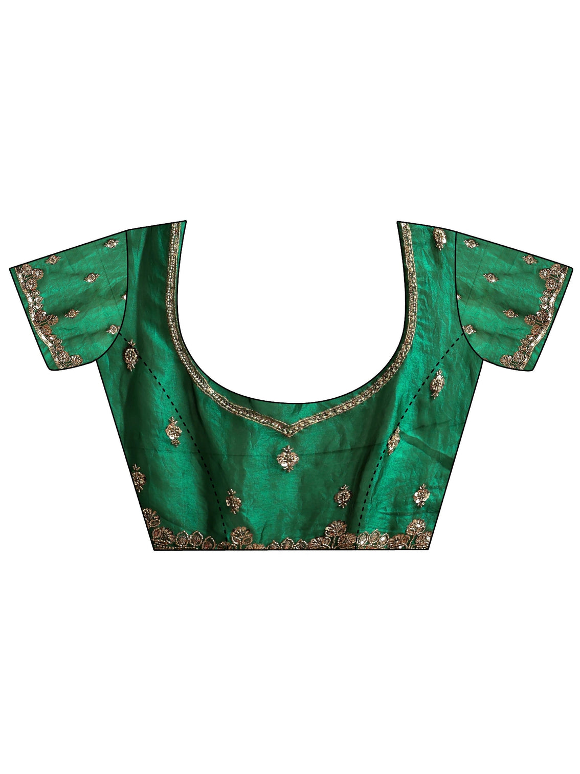Mameraa Art Bottle Green Embellished Tissue Saree