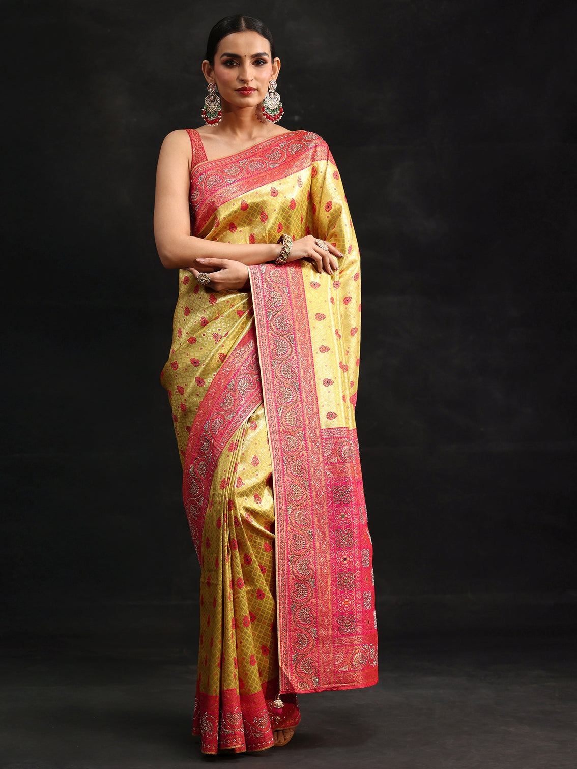 Mameraa Art Green Banarasi Silk Blend Saree