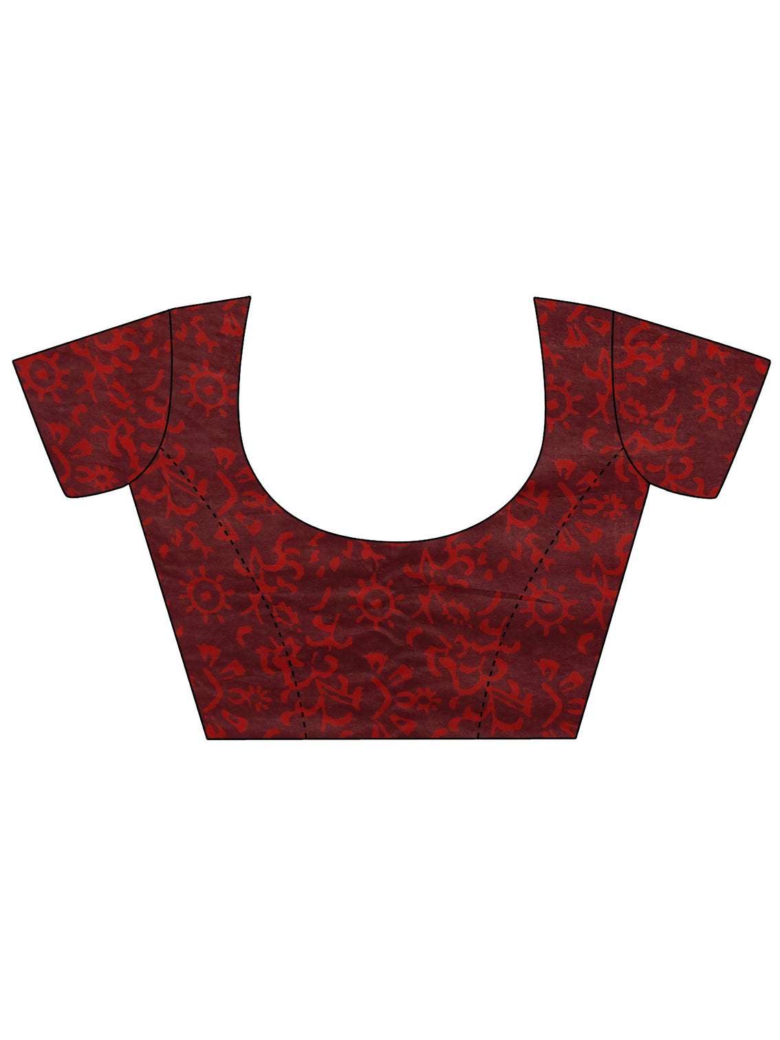Mameraa Maroon Block Print Cotton Saree