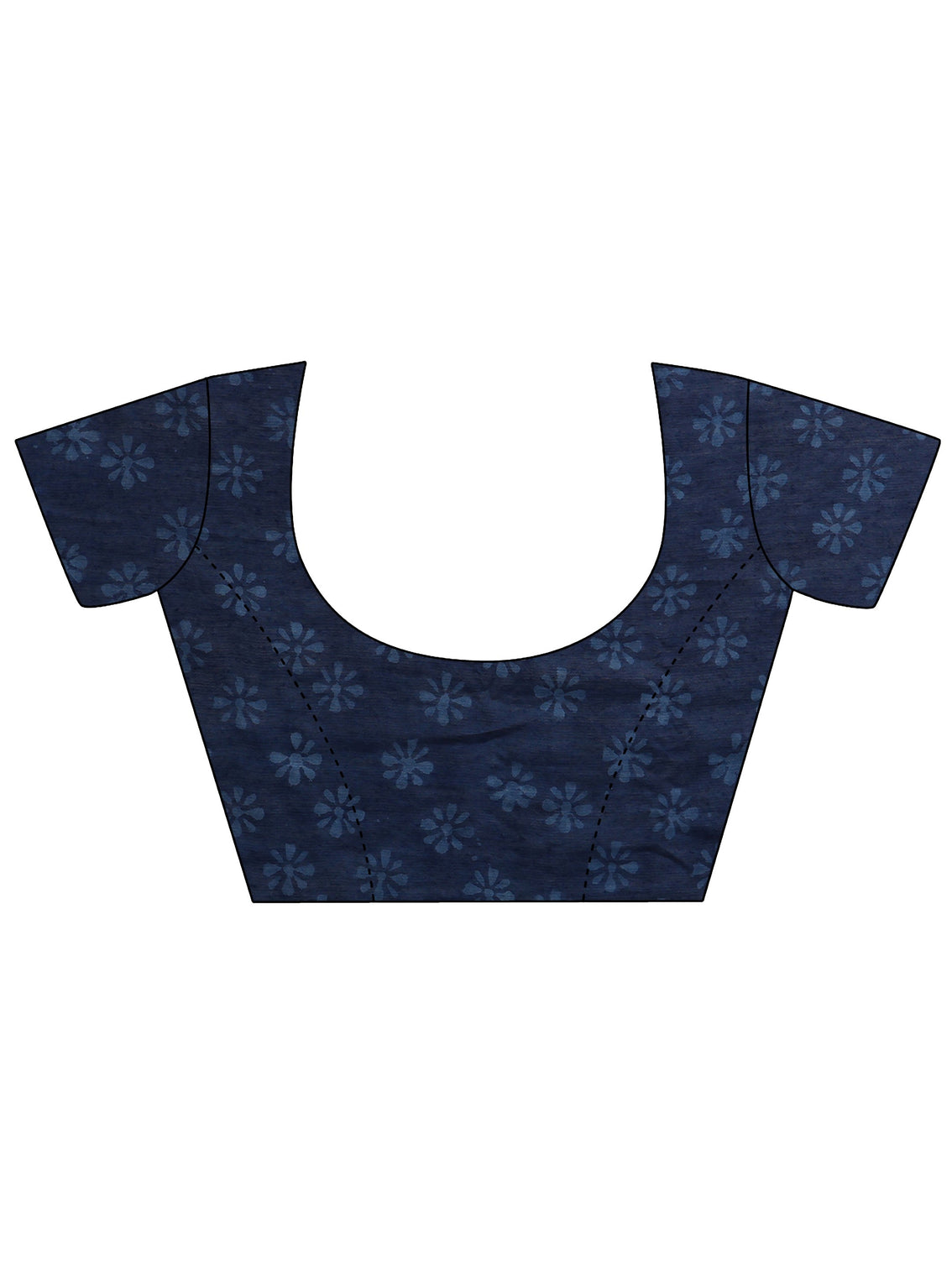 Mameraa Indigo Blue Floral Dabu Print Cotton Saree