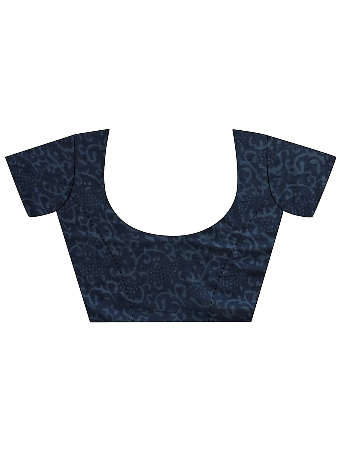 Mameraa Indigo Blue Chevron Dabu Print Cotton Saree