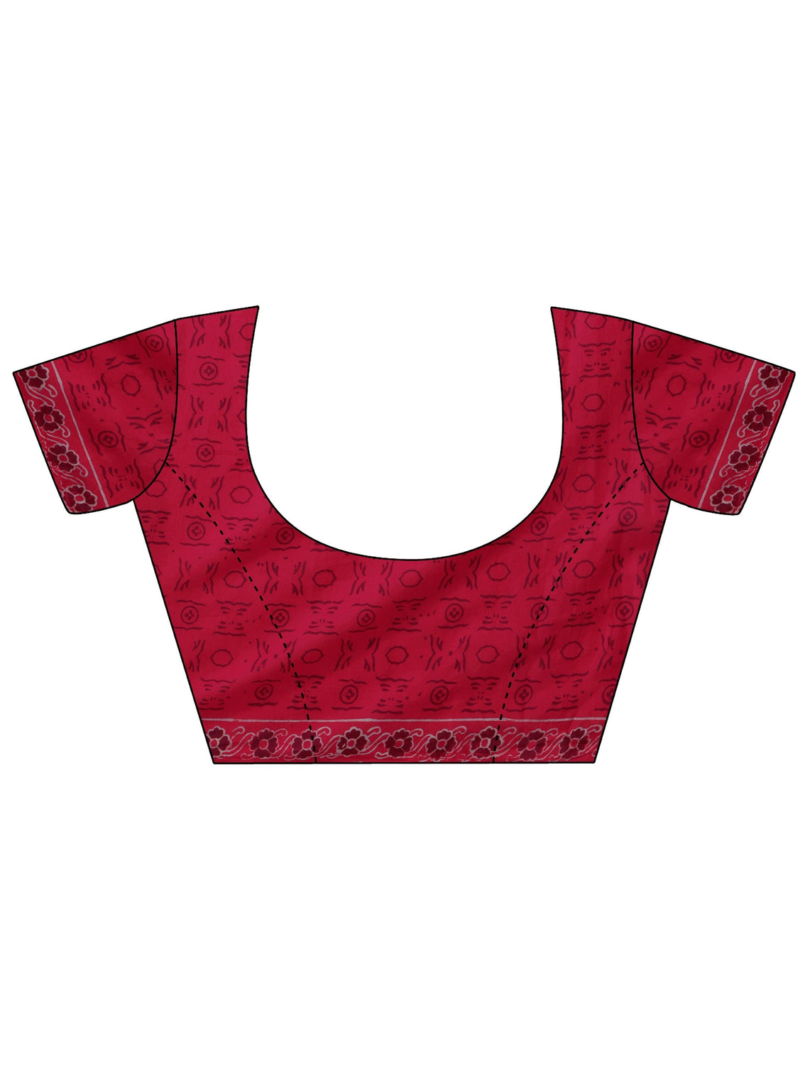 Mameraa Crimson Red Block Print Cotton Saree