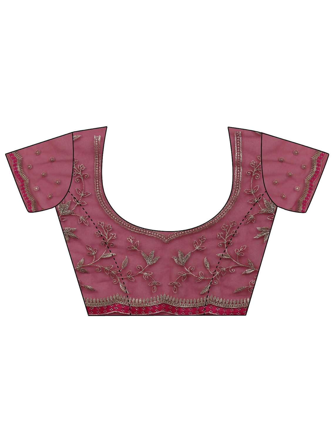 Mameraa Rani Pink Floral Embroidered Net Saree