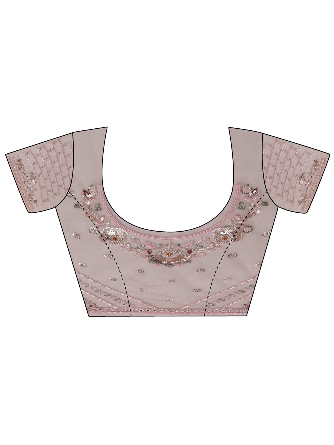Mameraa Art Blush Pink Bead and Sequin Embellished Floral Net Saree