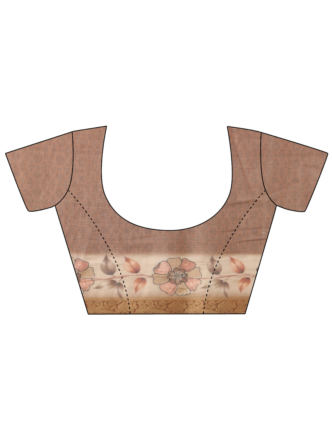 Mameraa Brown Floral Printed Silk Blend Ombre Saree with Woven Border
